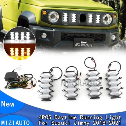 LED DRL headlight Front Grille For Suzuki Jimny 2018 2019 2020 2021 front bumper lights turn signal lamps Daytime Running Light