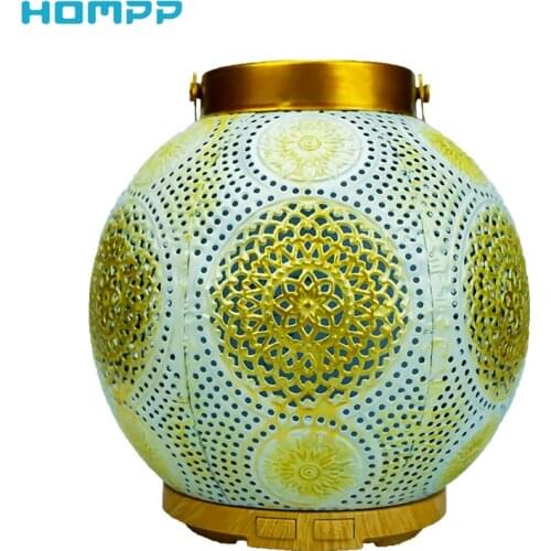 USB Creative Iron Diffuser Lantern Shaped Essential Oil Cool Mist Metal Vaporizer Air Humidifier for Baby Home Bedroom 100ml