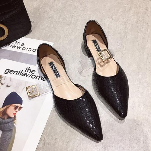 Spring Autumn Solid Color Fashion New Personality Design Simple Wild Retro Elegant Ladies Flat Shoes Pointed Toe Mature W38-54