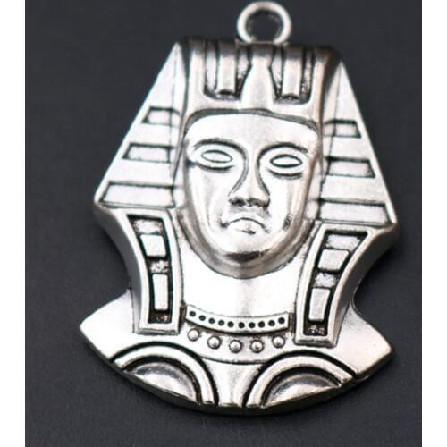 WKOUD Vintage Silver Plated Egyptian Pharaoh Charms Mummy Charms DIY Handmade Necklace Pendant 36*25mm A435
