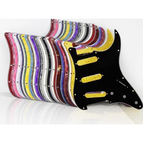 FLEOR 1PC ST SSS Guitar Pickguard Pick Guard Scratch Plate & Pickguard Screws for 11 Hole Guitar Parts ,20 Colors Choose