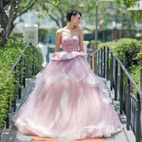 2020 Princess Pink Quinceanera Dresses Sweet 16 Ball Gown Luxury Beading Sweetheart Ball Gown Party Prom Dress Vestidos de novia