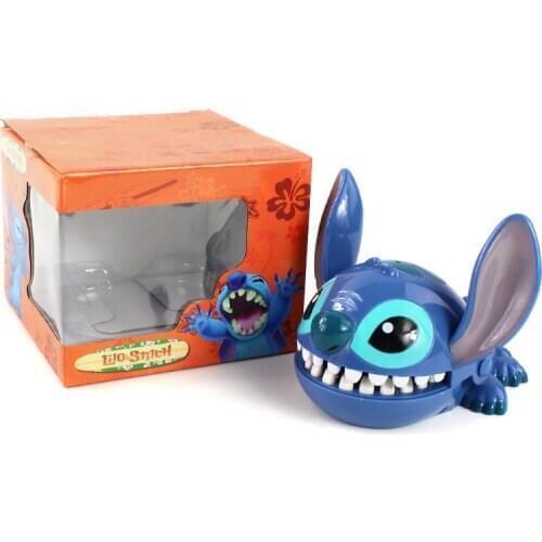 16cm Lilo Stitch Action Figure Crocodile Bite Finger Stitch Dentist Push Teeth Funny Game Model Toys for Kids