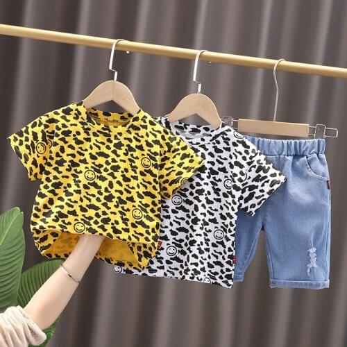 2021 Retail 2pcs Boy Leopard Tops + Short boys clothing baby boy sets kids suits more color choosing free shipping AA87