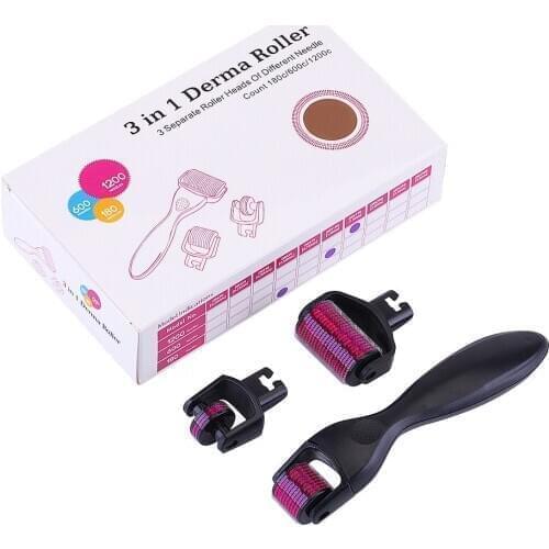 3 in 1 Titanium needles Derma Roller for face body massager & hair loss treatment