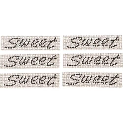 6Pcs Crystal Rhinestone Applique Lady Bridal Dress Bag SWEET Patches Badges