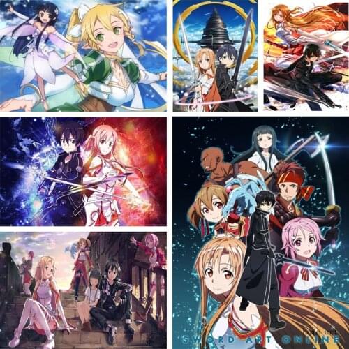 5D DIY Diamond Painting Anime “Sword Art Online” Poster Full Square Round Diamond Embroidery Cross Stitch Mosaic Home Decor Art