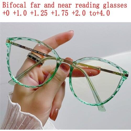 Women Men Far Near Reading Glasses Retro Magnifier Diopter Presbyopic Bifocal Reading Glasses Anti Blue Light Glasses NX