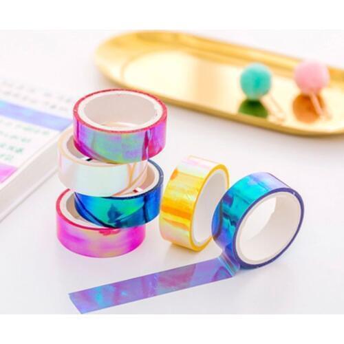 Glitter Rainbow Laser Washi Tape Stationery Scrapbooking Decorative Adhesive Tapes DIY Masking Tape