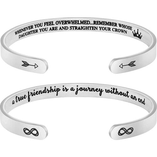 Stainless Steel Bracelet C-shaped Opening Bracelet Inspirational Lettering English Alphabet Bracelet Bracelet Jewelry Accessorie