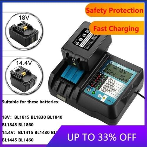 DC18RF Rapid Charger Replacement Power Tools Lithium-ion Charger 14.4V-18V for Makita Power Tool Battery DC18RA DC18RC With USB