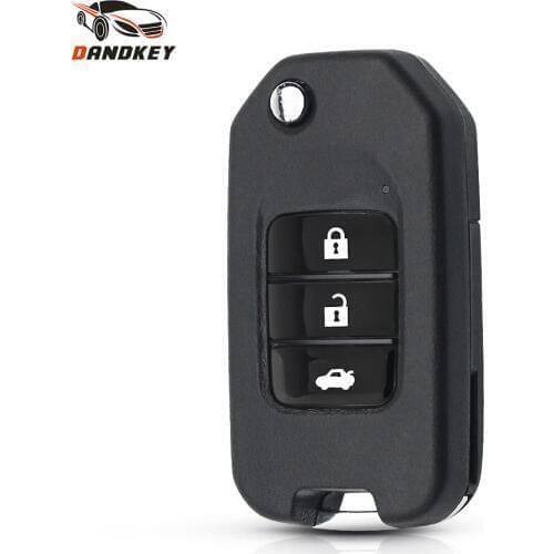 Dandkey Replacement For Honda Accord Civic City Fit HR-V XR-V 3 Buttons Flip Folding Remote Key Shell Fob Case Blade key shell