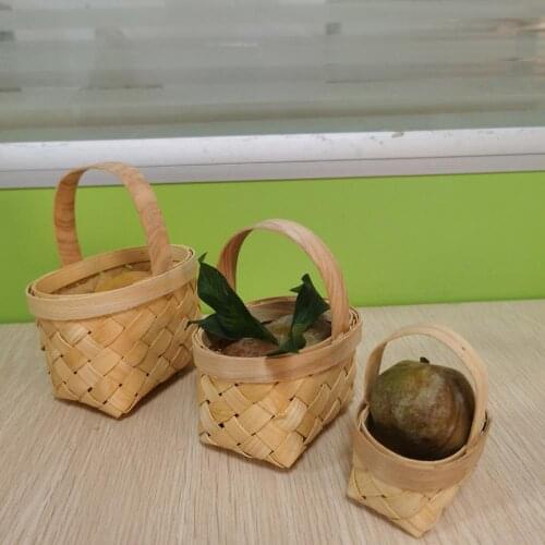 Wooden Woven Basket Sundries Organizer Plant Rattan Box Gifts Candy Container Kitchen Tableware Breadbasket Decorative Flower