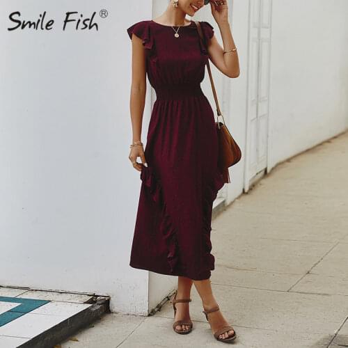 Sleeveless Dot Print Vacation Long Dress New 2020 Summer Dress Beach Casual Polka Holiday Dresses Boho Ruffles Women Dress G1201