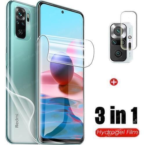 3 in 1 Hydrogel Film For Xiaomi Redmi Note 10 Full Screen Protector Remi note 10 pro 10s Camera Lens Protective Film Not Glass