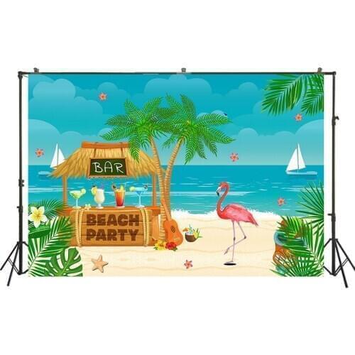 HUAYI Photography Background Vinyl Baby Shower Birthday Party Seaside Beach Party Child Photocall Backdrop Photo Studio W-1967