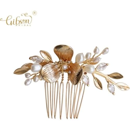 Delicate Women Headdress Copper Flower Leaf Hair Comb Bridal Hair Accessories For Wedding Idea Headpiece