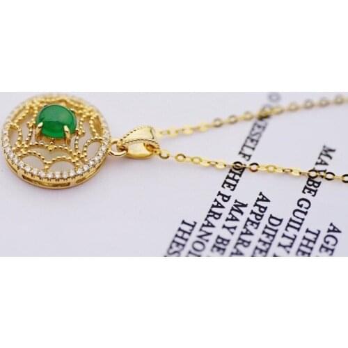 JHY Solid 18K Gold Carousel Nature Green Jade Gemstones Pendants Necklaces for Women Fine Jewelry for Women Gifts