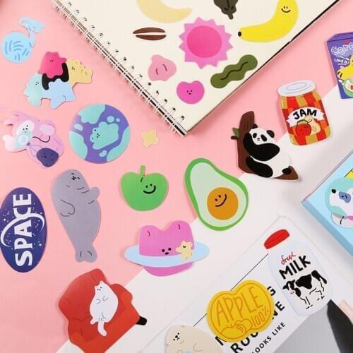 Kawaii Milk Bear Stationery Stickers Cute Cat Korean Decor Stick Label Planner DIY Scrapbooking Diary Album School Supplies