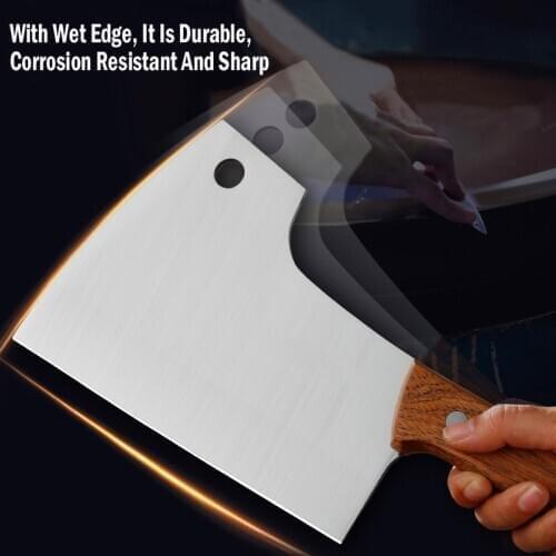 LIUZHANGYU Handmade Chinese Kitchen Knives High Carbon Forged Kitchen Cleaver Wood Handle Slicing Knife Traditional Cooking Tool