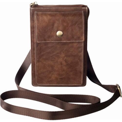 Multifunction Universal Leather Cell Phone Bag Hip Waist Belt Bag Zipper Neck Strap Wallet Pouch Case For huawei xiaomi redmi 8