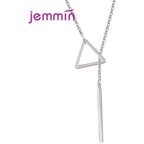 Fashion 925 Sterling Silver Round Circle/Triangle Long Tassel Necklace Women Exquisite Pendant Necklace Sweater Accessories Gift