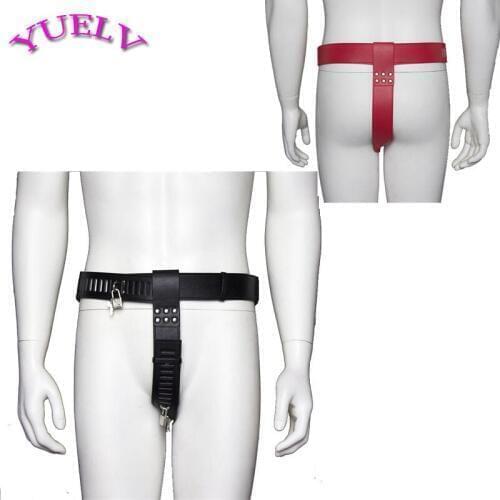 YUELV Leather Male Chastity Device Belt Strap On Sex Body Harness Fixed Stretcher Restraint Bondage Fetish Adult Sex Products