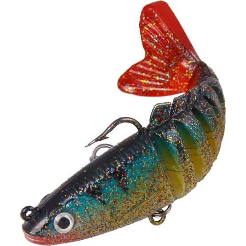 9cm 17.5g Swimbait Soft Lure Wobbler Fishing Lures 7 Jointed Soft Bait 3D Eyes Crankbait
