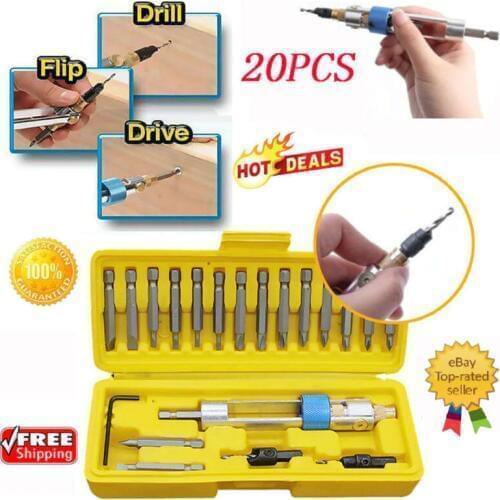 20PCS Swap Drill Bit Half Time Drill Driver Swivel Head Quick-Change Driving Repair Tools Set