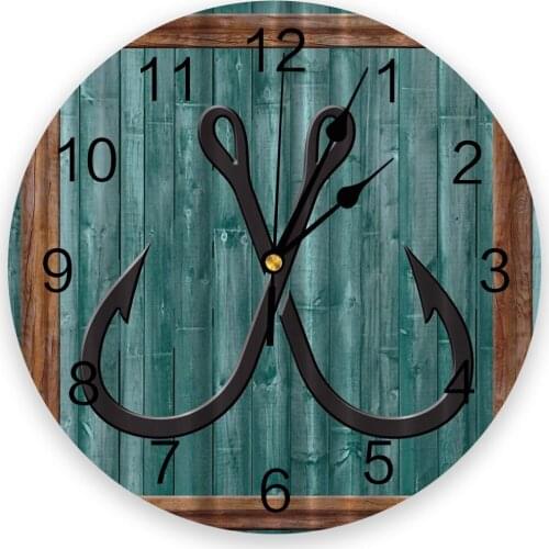 Single Claw Anchor Wood Grain Wall Clock For Home Decoration Living Room Quartz Needle Hanging Watch Modern Kitchen Clock