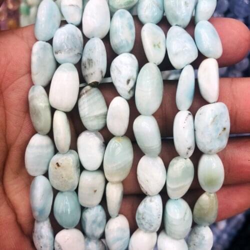 Wholesale 2strings Natural Blue Larimar Gem Stone Nugget Tumbled Stone loose Beads,For jewelry DIY 15.5"/string