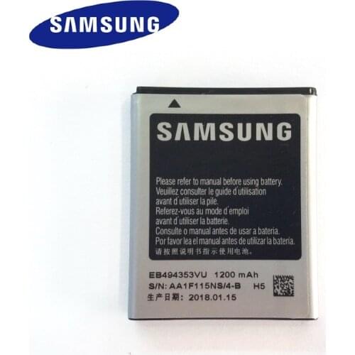 Original Replacement Battery For SAMSUNG S5330 GT-S5570 i559 S5570 S5232 C6712 S5750 Authentic Battery EB494353VU 1200mAh
