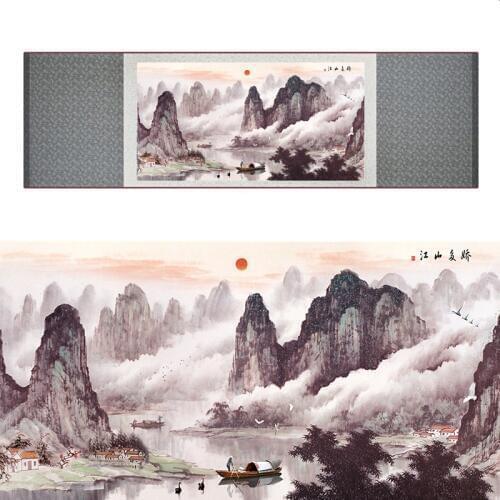 Landscape art painting Mountain and River art painting Sunburst painting Chinese landscape painting19062907