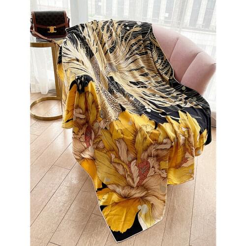 70% Cashmere 30% Silk Scarf Women Fashion Flower Fish Shawl Stole Hijab Head Neck Winter Kerchief Bandana 135*135cm