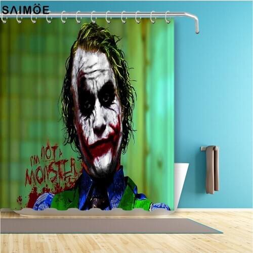 Popular Joker Series Bathroom Curtain 3D Anime Black Waterproof Showre Curtain Polyester Fabric Bath Decor Curtain Shower Sets