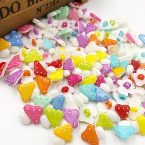 50/100pcs Mix Color Mushroom Shank Plastic Combined Buttons DIY Scrapbooking Childrens Garment Sewing Accessories PT32