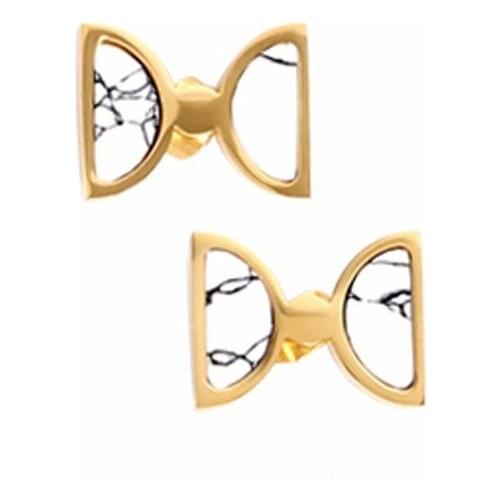 RIR Stainless Steel Golden Hourglass Shape Stud Earrings Marble Creative Design Ladies Jewellery Earrings Gift