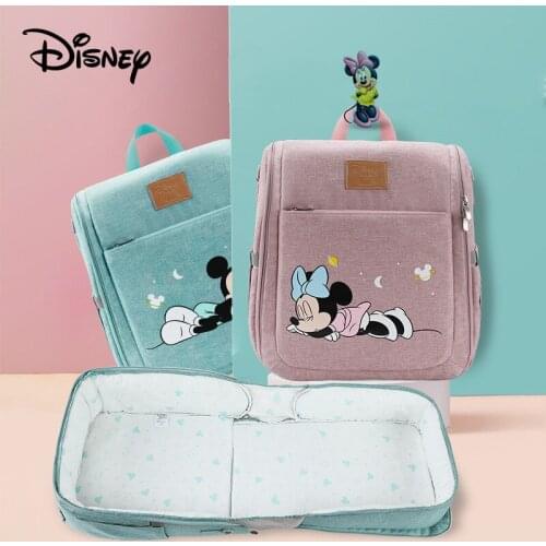 Disney Minnie Diaper Bag Mummy Maternity Foldable Backpack With Mosquito Net For Baby Care Bag Large Capacity Nappy Bag 2021 New