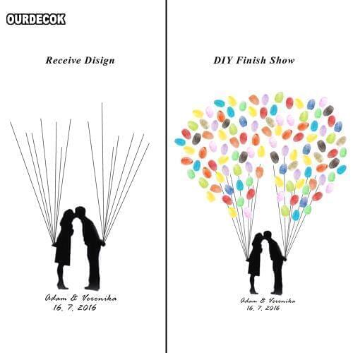 Wedding Fingerprint Tree Personalized Canvas Wedding Guest Book DIY Party Decoration Accessories Marriage Memory Book Best Gift