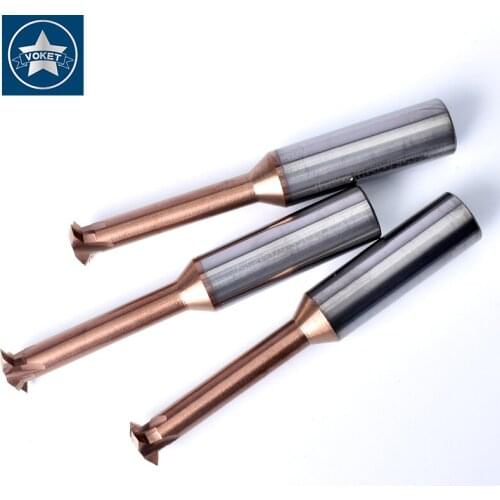VOKET 60 degree single flute tungsten carbide thread end mills tin coating CNC thread milling cutter HRC 65
