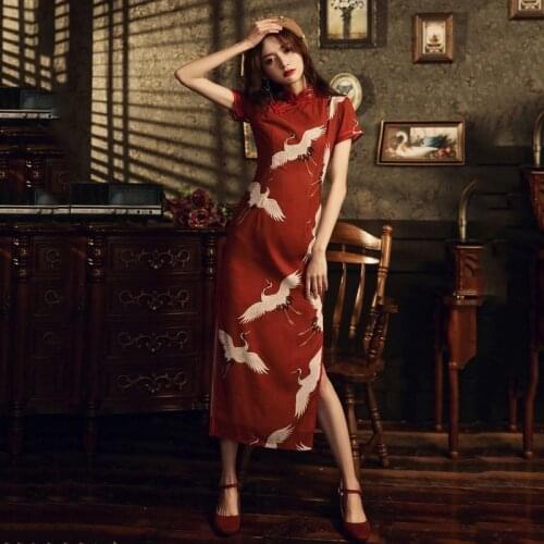 Cheongsam Dress Modern 2021 Chinese Traditional Cheongsams Qipao Bodycon Split Dresses Plus Size Oriental Party Women Slim Dress