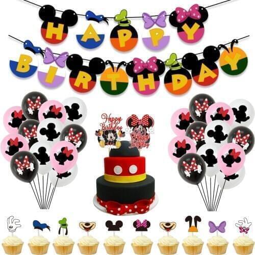 1 set Mickey Minnie Theme Latex balloon Birthday party Decoration set Baby one year old decoration Kids party Polka dot balloon