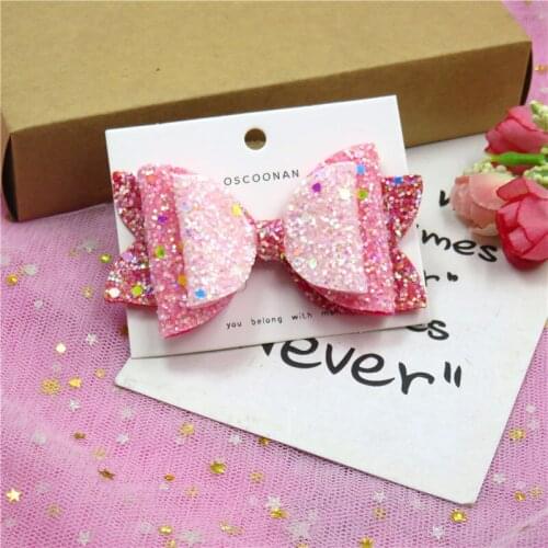 1 Piece Lovely Three Layers Pink Ties Bows Elastic Bands For Baby Girls Hairpin Creativity Clip Scrunchy Kids Hair Accessories