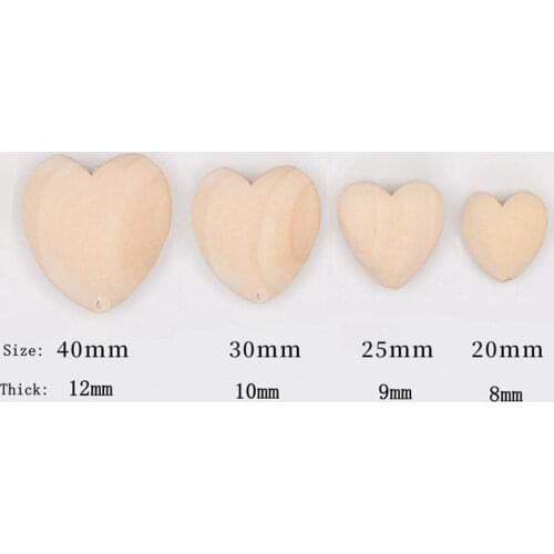 50Pcs Heart-shaped Wood Spacer Bead Natural Wood Color Eco-Friendly Wooden Beads DIY Jewelry Making handmade