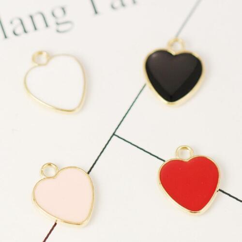 20pcs/lot candy lovely Beads Charm love Pendants heart Enamel alloy DIY accessories of necklace bracelet earring finding
