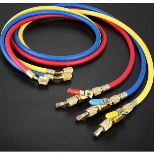 3Pcs R410A AC Charging Applicable Refrigerant Hose Ball Valve Brass Connector 1/4" SAE Male and Female for Car Air Conditioning