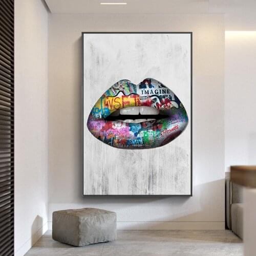 Abstract Teeth Lips Street Graffiti Art Canvas Paintings on The Wall Posters and Prints Art Pictures for Living Room Home Decor