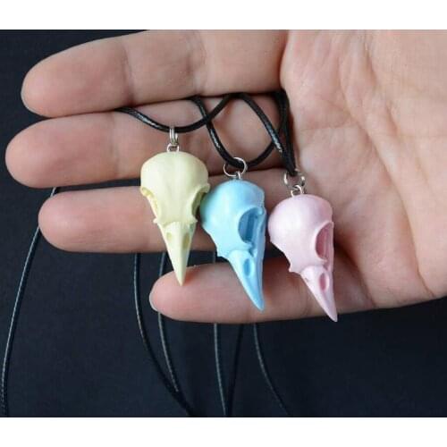 Crow Skull Necklace Pink/blue/Beige Cadny Color Raven Jewelry Pastel Goth Art