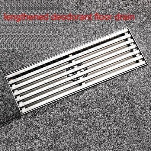 304 stainless steel deodorant extended bathroom shower room floor drain rectangular super large displacement strip toilet
