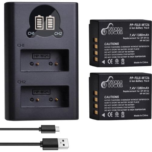 1380mAh NP-W126 NP-W126S Battery + LED Dual Charger for Fujifilm Fuji X-Pro1 X Pro1 XPro2 X-T1 XT1 HS30EXR HS33EXR